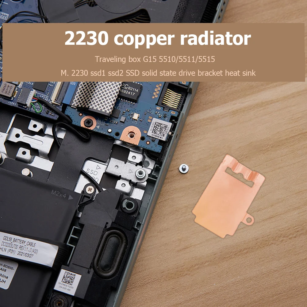 Adaptador de montaje de disipador de calor para ordenadores portátiles de videojuegos, tarjeta de almacenamiento de soporte SSD, M.2 NVME 2230 2280, para Dell G15/5510/5511/5515 - imagen 4