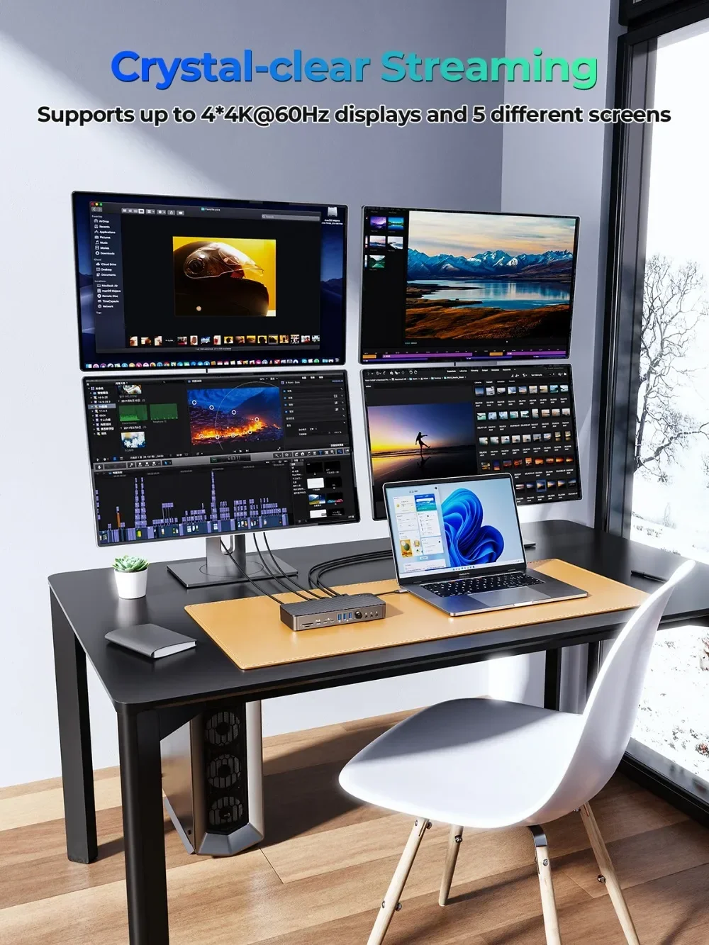 ORICO-estación de acoplamiento de escritorio tipo C a 8K30Hz, HDMI-Com, 5 pantallas diferentes, RJ45, 22 en 1, Hub Usb de Audio Mult, Accesorios para ordenador portátil - imagen 3