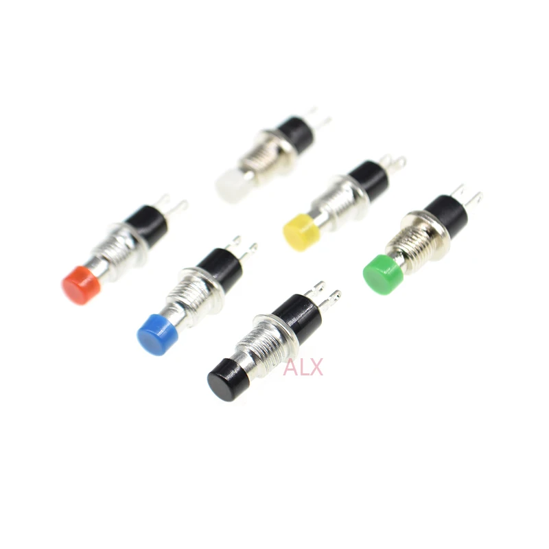 Interruptor de botón momentáneo impermeable, 5 piezas, PBS-110, rojo/verde/amarillo/Blanco/azul, 2 pines, encendido/apagado, reinicio automático - imagen 2