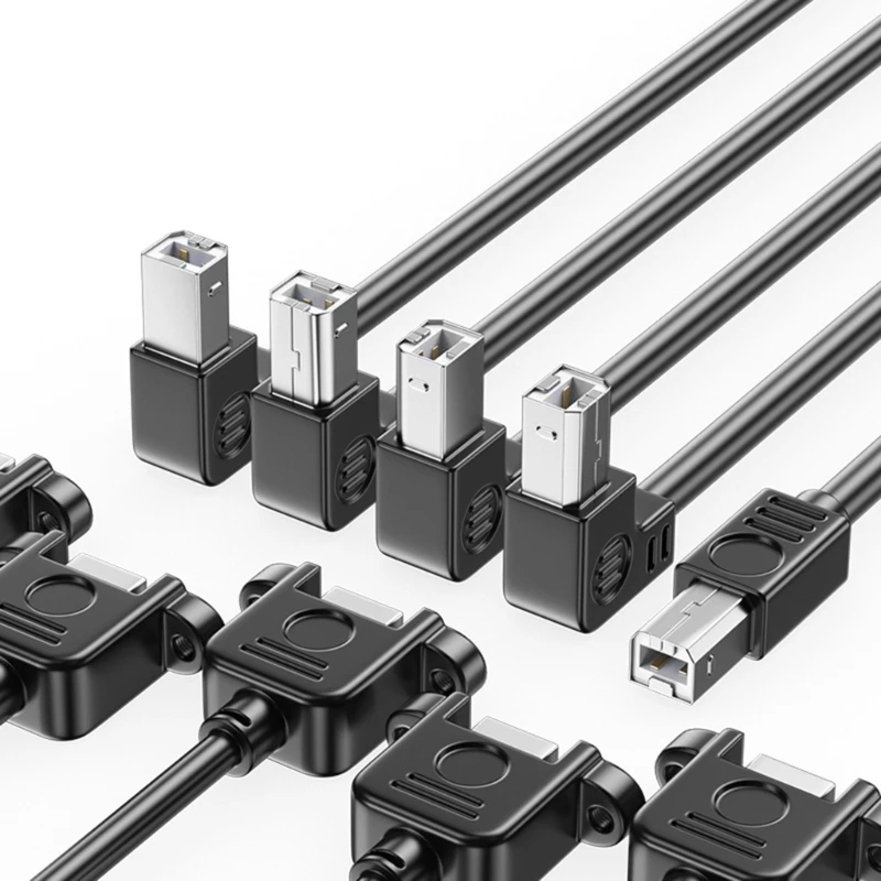 Cable de extensión USB 2,0 B macho a USB B hembra para impresora, montaje en Panel, izquierda/arriba/abajo/ángulo derecho, 90 grados, agujero de tornillo - imagen 2