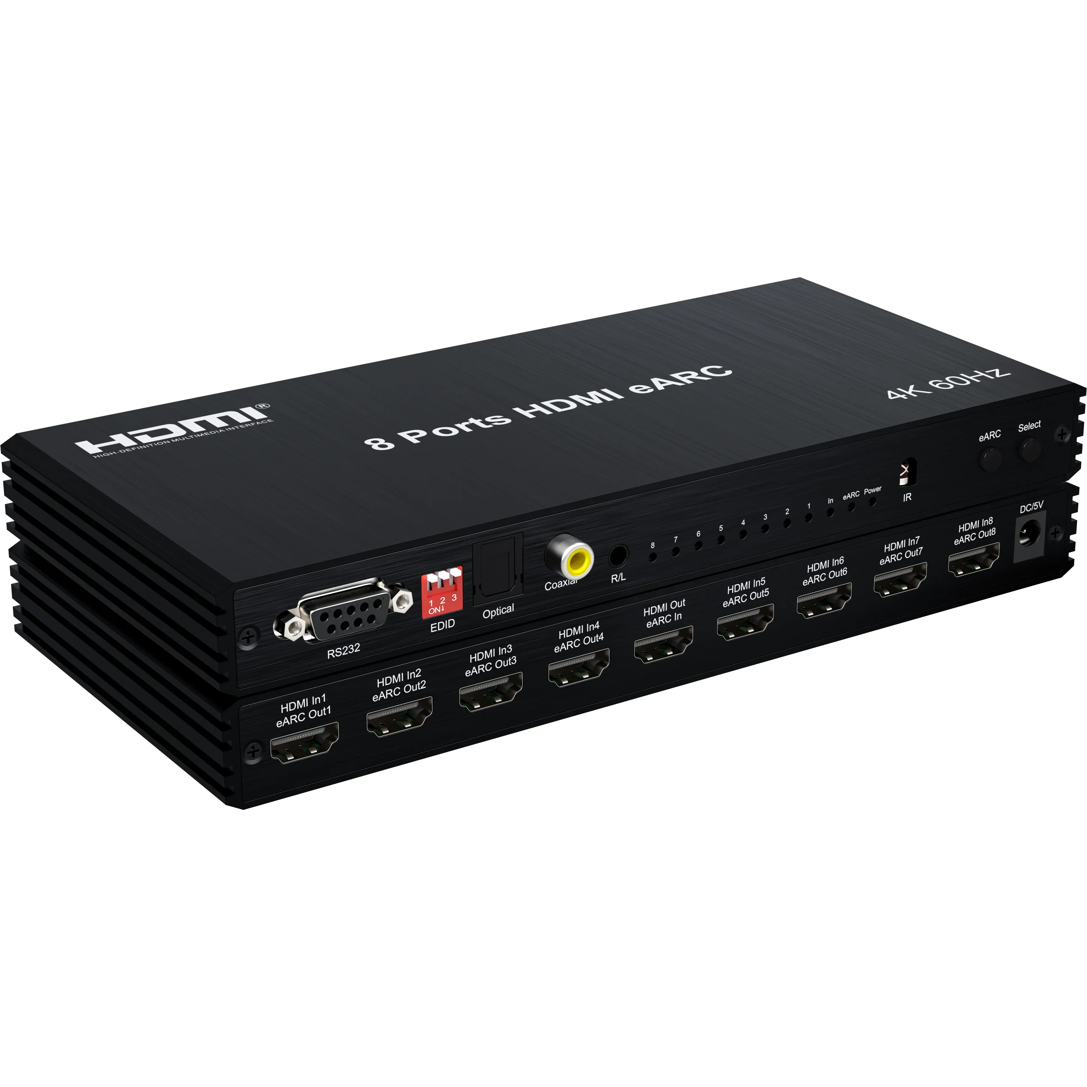 8 Ports HDMI EARC Audio Extractor Repeater 1 in 8 Out EARC Audio Return 1x8 Splitter / 4K 60Hz 8x1 HDMI Switcher Video Converter - imagen 4