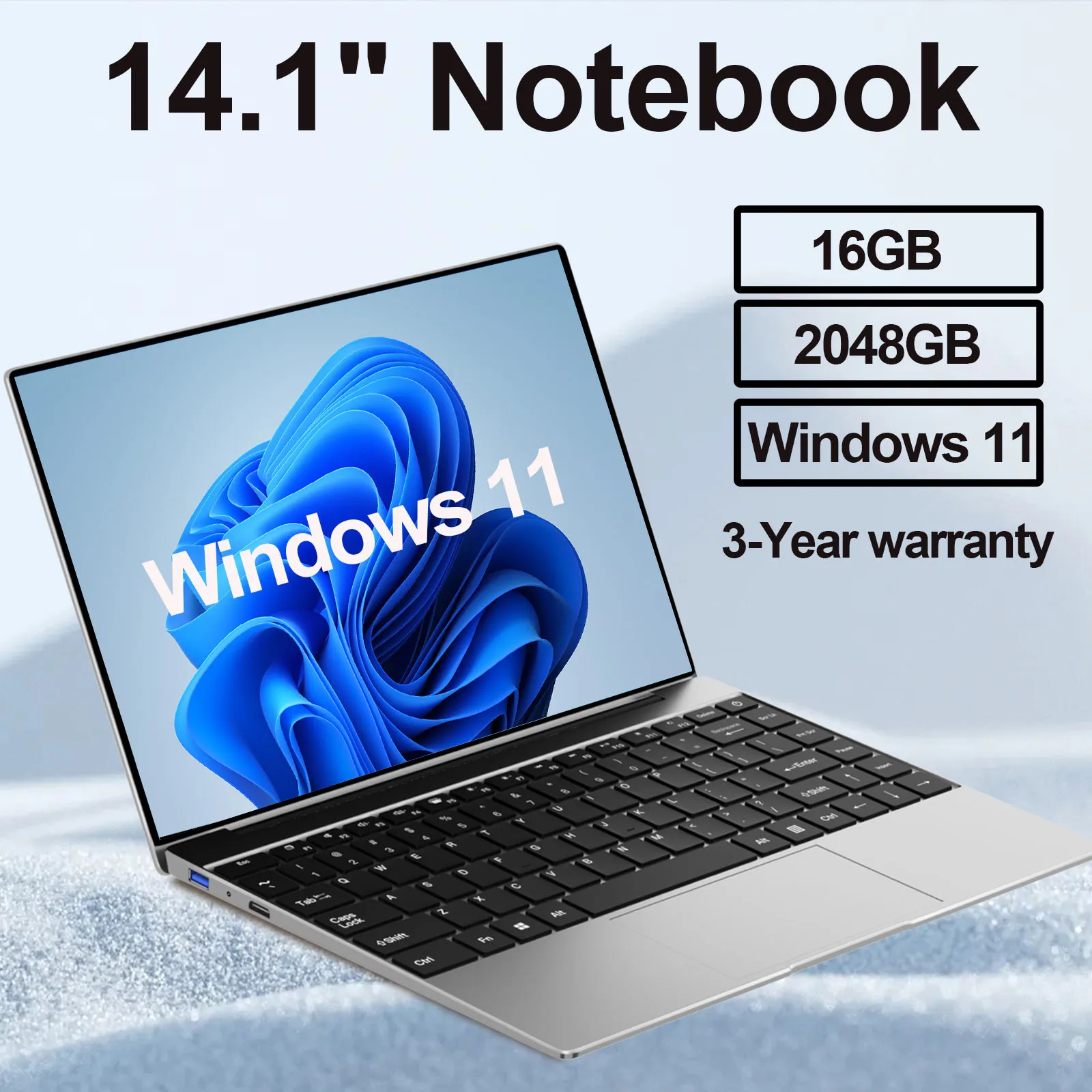 LENO 14,1 "portátil ultradelgado 16GB RAM 2TB SSD Windows 11 Intel N3700 Notebook Gamer 1920*1080 pantalla Oficina estudio ordenador PC