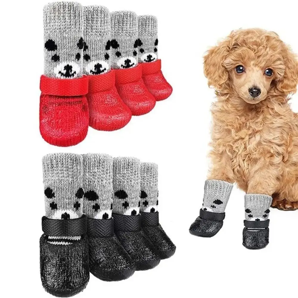 Calcetines de goma impermeables para perros, botas de nieve y lluvia, antideslizantes, cálidos, para Otoño e Invierno