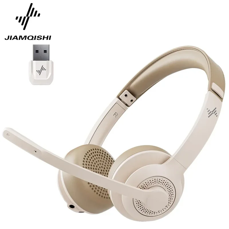 JIAMQISHI Auriculares inalámbricos con micrófono con cancelación de ruido AI Auriculares Bluetooth V5.2 con dongle USB para centro de llamadas Oficina EH02 - imagen 2