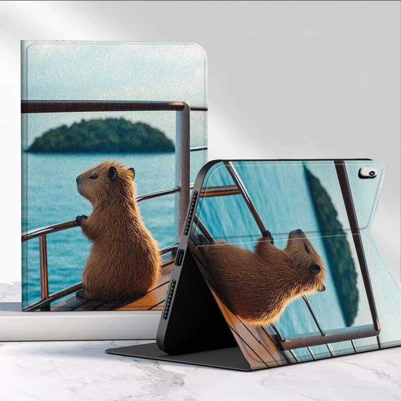 Cool Cute Capybara creativo para iPad Pro Mini 1 2 3 4 5 6 7 7ta generación 12,9 10,5 13 11 7,9 8,3 M4 pulgadas funda para tableta - imagen 2