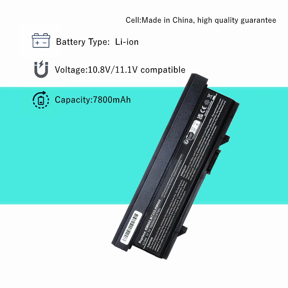 Batería de ordenador portátil de 7800mAh y 9 celdas para Dell Latitude E5500 E5410 E5400 E5510 RM656 PW640 PW649 KM668 RM668 KM742 KM752 - imagen 3