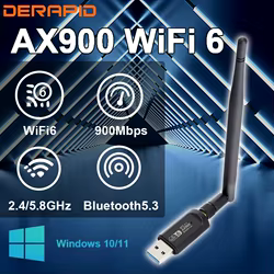 Adaptador AX900 USB WiFi 6, tarjeta inalámbrica de banda Dual 2,4G y 5GHz, Bluetooth 5,3, antena de alta Gian para Win10 11, PC, portátil, unidad libre