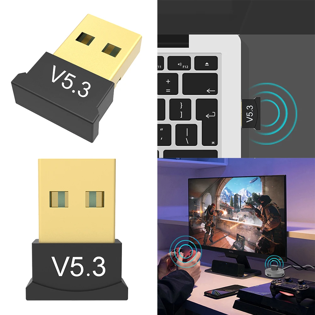 Adaptador USB Compatible con Bluetooth 5,3, compatible con Windows 11/10/8,1, transmisor de Audio BT, adaptador inalámbrico para PC de escritorio y portátil - imagen 2