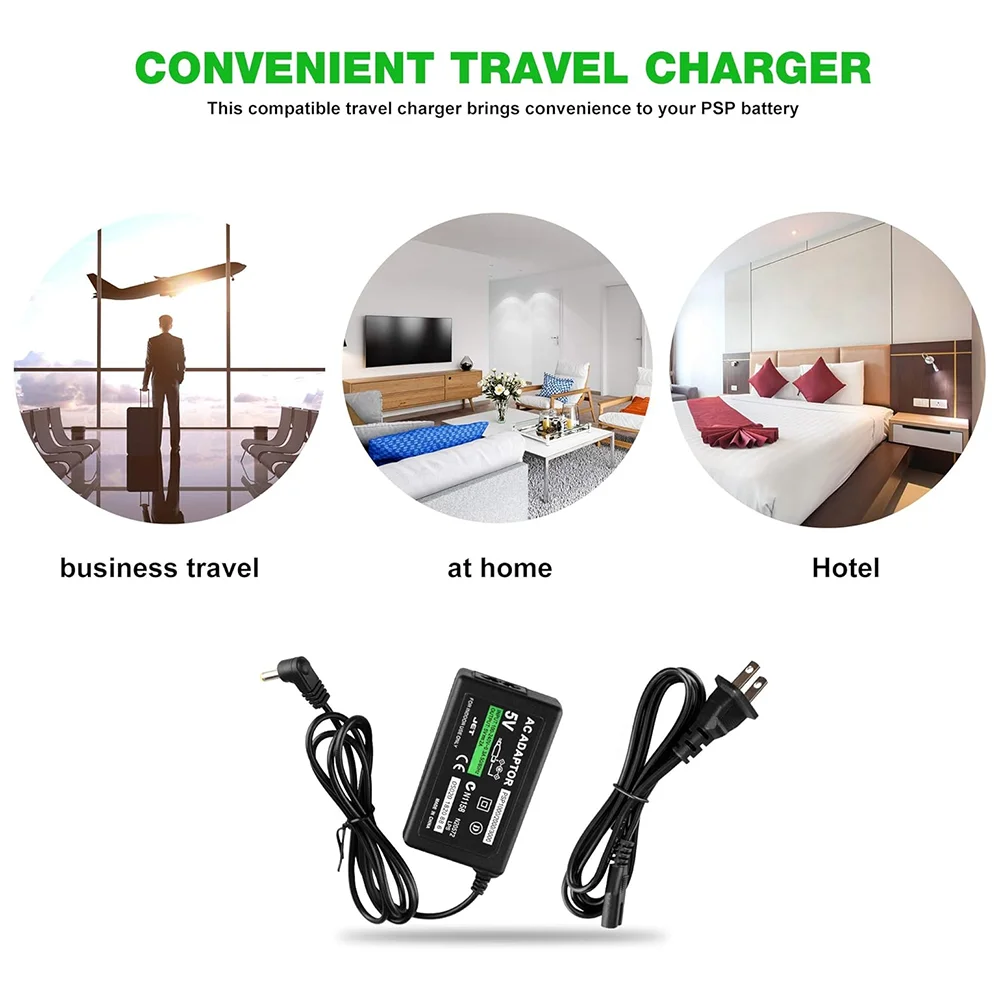 Adaptador de CA para enchufe europeo y estadounidense, cargador de pared para PSP, cable de fuente de alimentación Compatible con Sony PlayStation PSP serie 1000, 2000, 3000 - imagen 4