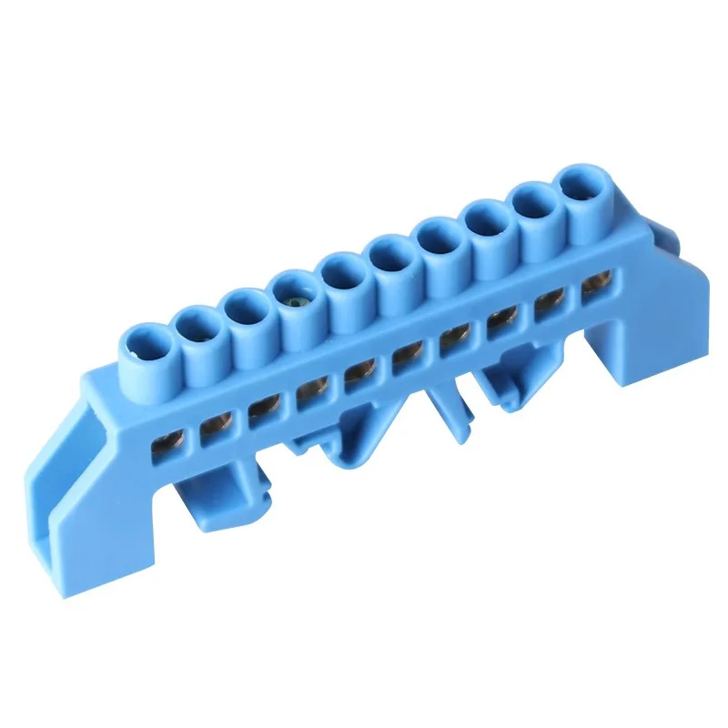 Terminal de carril tipo puente de cobre 4P/6P/8P/10P/12P, tornillos de línea cero azul, conexión de fila, tira de bloque de terminales eléctricos - imagen 5