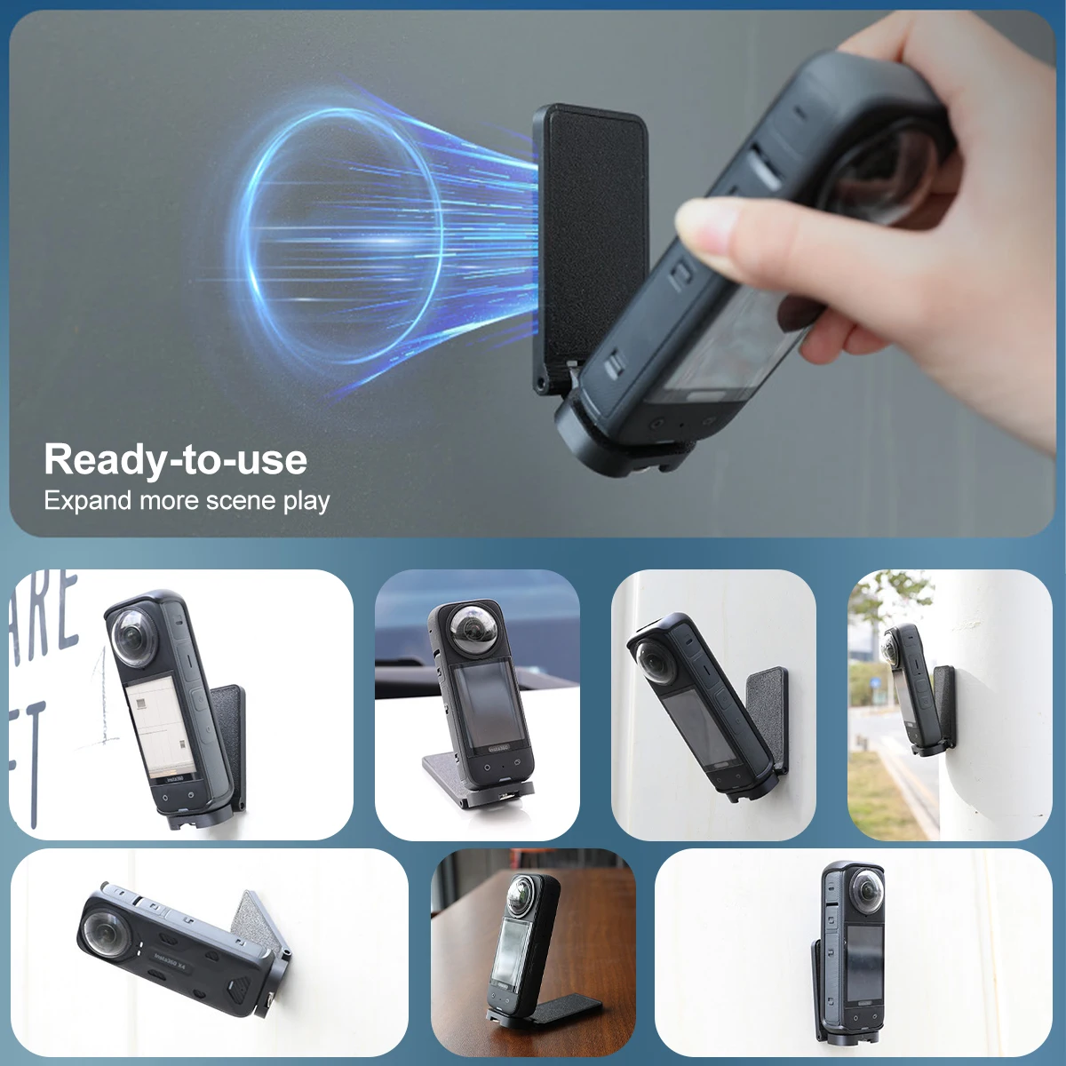 Soporte de montaje magnético para Insta360 X5 X4/Pocket3, soporte de dirección magnético con Base de soporte plegable de tornillo 1/4 para Insta360 - imagen 3