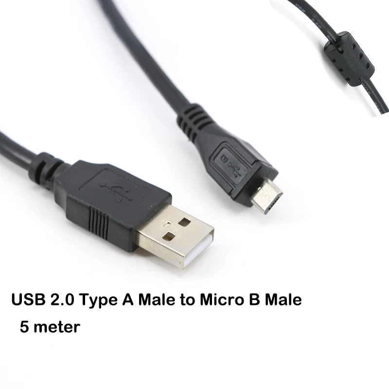 Cable Micro USB 2,0 de 5m USB 2,0 tipo A macho a lámina Micro B macho + cable conector de extensión larga blindado trenzado de 5 metros