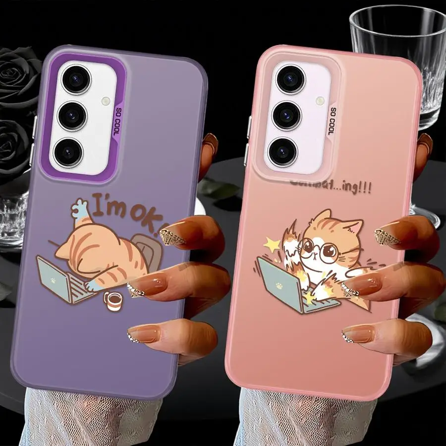 Funda trasera de teléfono con diseño de gato de trabajo de dibujos animados para Xiaomi Poco X5 C50 F3 GT C51 X3 Pro F4 X3 NFC