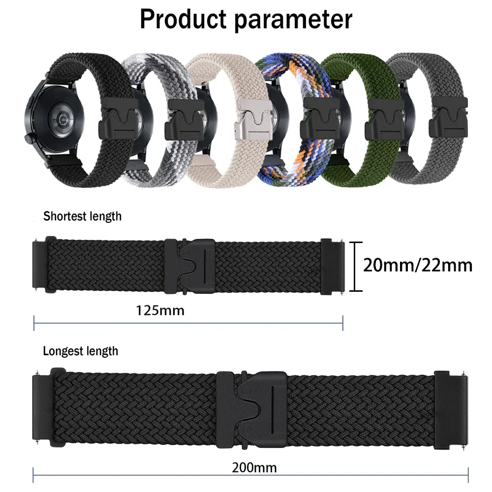2 uds 20/22mm banda trenzada para Xiaomi Watch 2 Pro/S4/S1 Active/reloj color 2 pulsera deportiva de nailon Huawei GT 2e 4 5 correa Amazfit - imagen 5