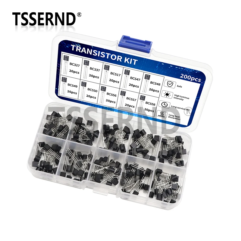 200 Uds Kit de transistores BJT transistores de potencia bipolares A1015 BC327 BC337 C1815 S8050 S8850 2N2222 2N2907 2N3904 2N3906 PNP NPN - imagen 3