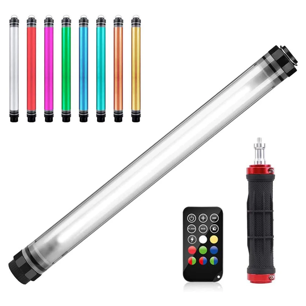 LUXCEO P7RGB Barra de luz impermeable Luz de vídeo LED de mano 8 colores emisores Luz LED de buceo con control remoto