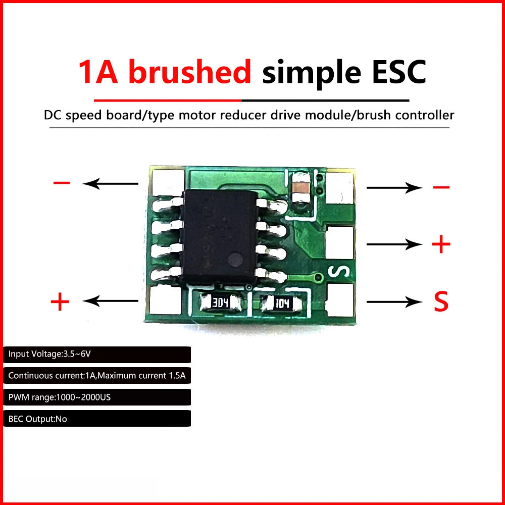Controlador de velocidad del motor cepillado 1A/3A, módulo de accionamiento de micromotor, Mini bricolaje, bidireccional, hacia adelante y hacia atrás, ESC cepillado Simple - imagen 2