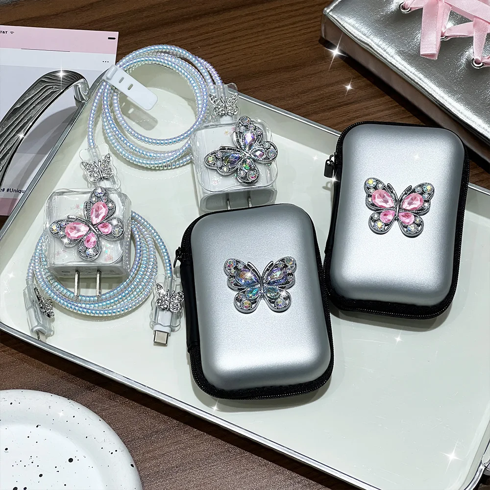 Protector de Cable de mariposa para iPhone iPad, funda protectora de cargador de 18W/20W con bolsa de almacenamiento, organizador de cables de gestión de cables - imagen 2