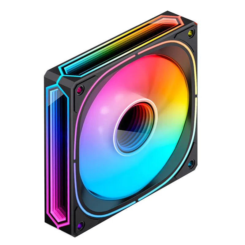 JONSBO FR-505B Blanco/Negro 120mm ventilador con cubierta 5V 3PIN ARGB Infinity Mirror Series 4PIN PWM ventilador enfriador de CPU silencioso inverso - imagen 4