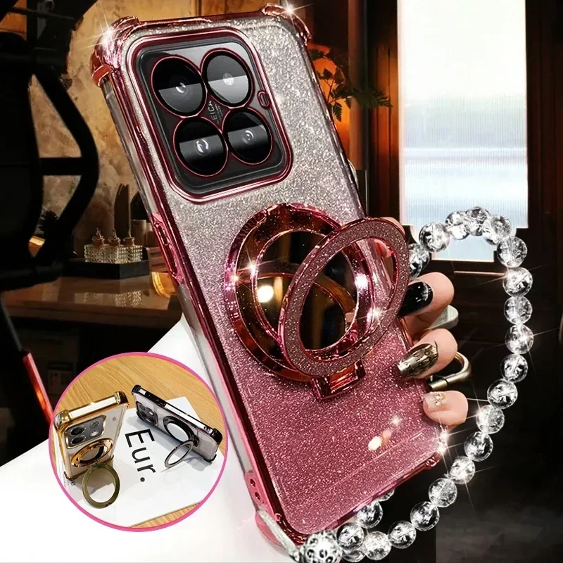 Funda con soporte magnético para teléfono Samsung Galaxy A56 A16 A26 A36 A06 A15 A25 A35 A55 A05 con pulsera brillante a prueba de golpes - imagen 3