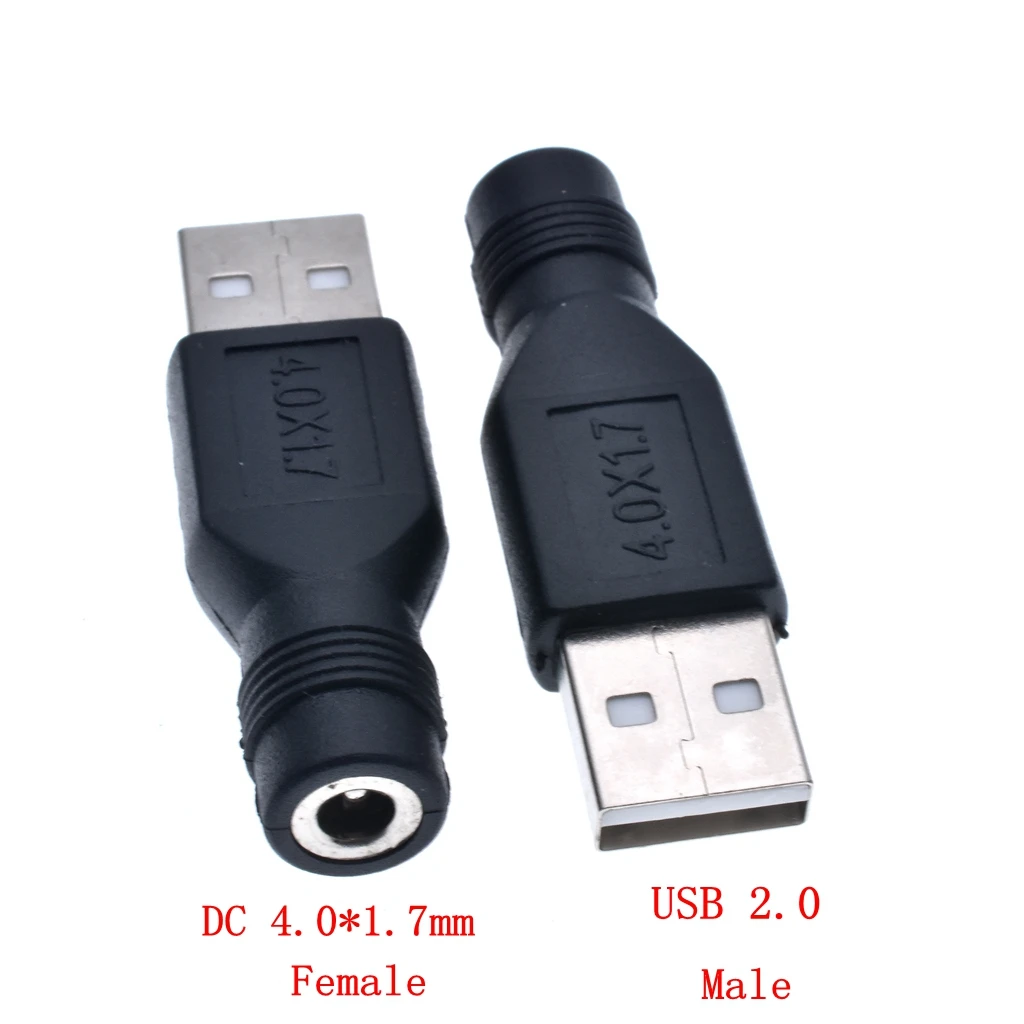 Conector hembra CC a USB 2,0 macho, adaptador de conector de enchufes de alimentación de 5V para ordenador portátil 3,5*1,35mm/4,0*1,7mm/5,5*2,1mm, Color negro - imagen 3