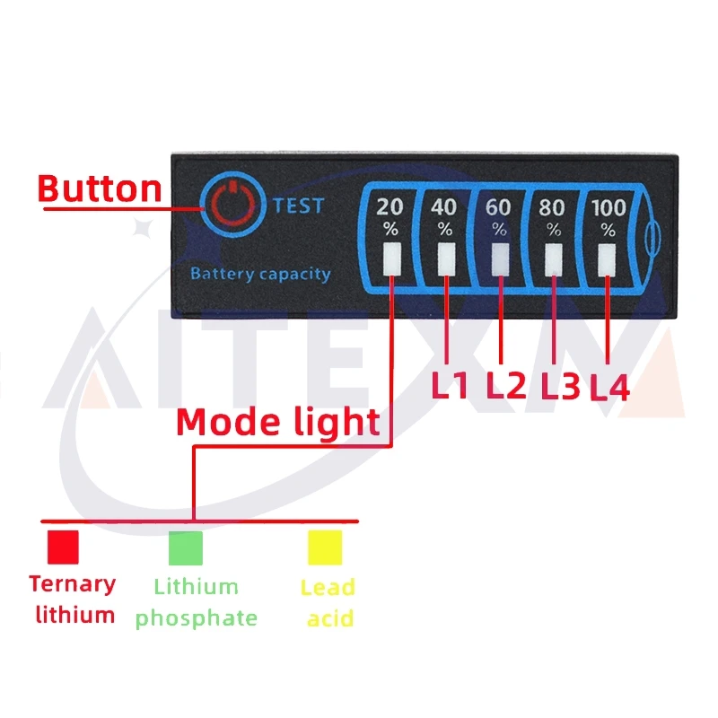 Indicador de nivel de batería DC 5V-30V 2-8S batería de litio ternaria fosfato de hierro y litio probador de capacidad de batería de plomo-ácido - imagen 2