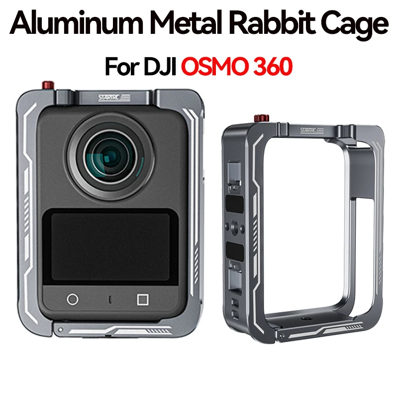 Funda protectora de aluminio para cámara DJI Osmo 360, marco de Metal, jaula para conejos con zapata fría, hilos de 1/4 "para accesorio DJI Osmo 360