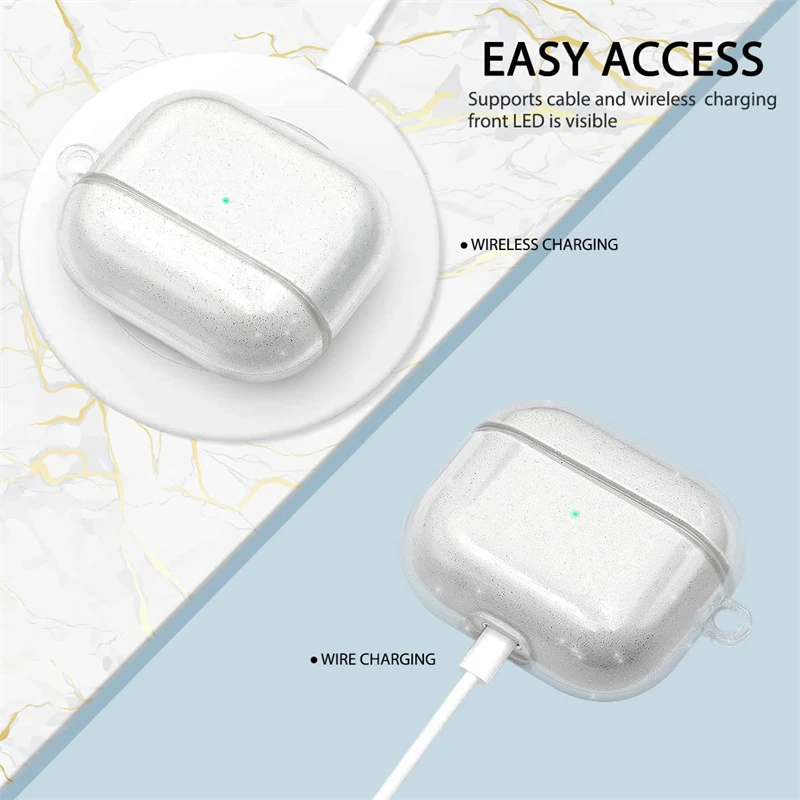 Funda para auriculares de TPU suave con purpurina ostentosa con gancho para Airpods Pro 2 2022 2a generación Air Pods 1 2 3 Pro 1 2 accesorios de cubierta - imagen 3