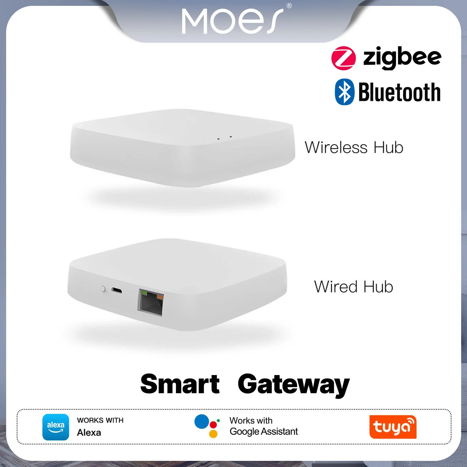 MOES Tuya ZigBee/Bluetooth Hub de enlace inalámbrico/con cable puente multimodo controlador remoto Bluetooth malla aplicación Smart Life Alexa - imagen 2