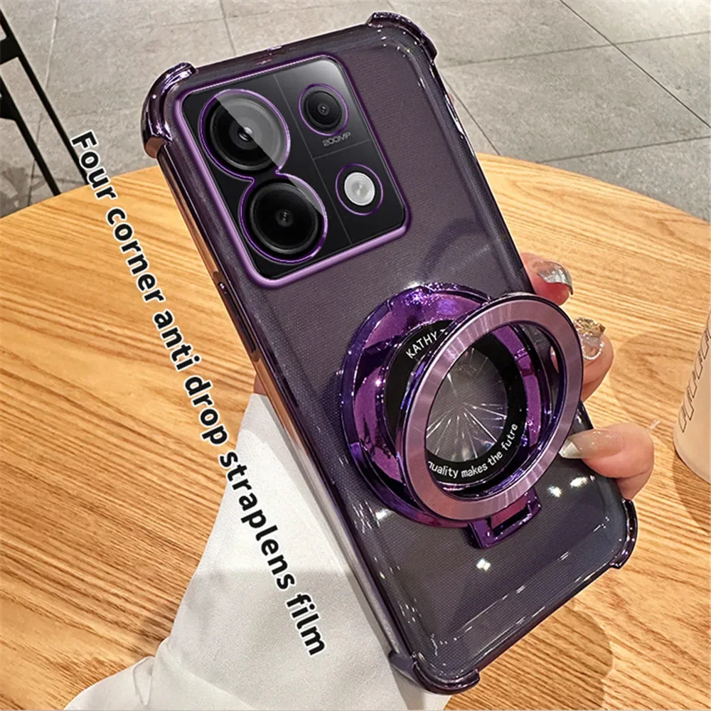Funda de lujo con soporte chapado magnético a prueba de golpes para Xiaomi Redmi Note 13 Note14 Pro Plus 5G 13C 14C 14T POCO C65 C75 M6 F6 - imagen 4