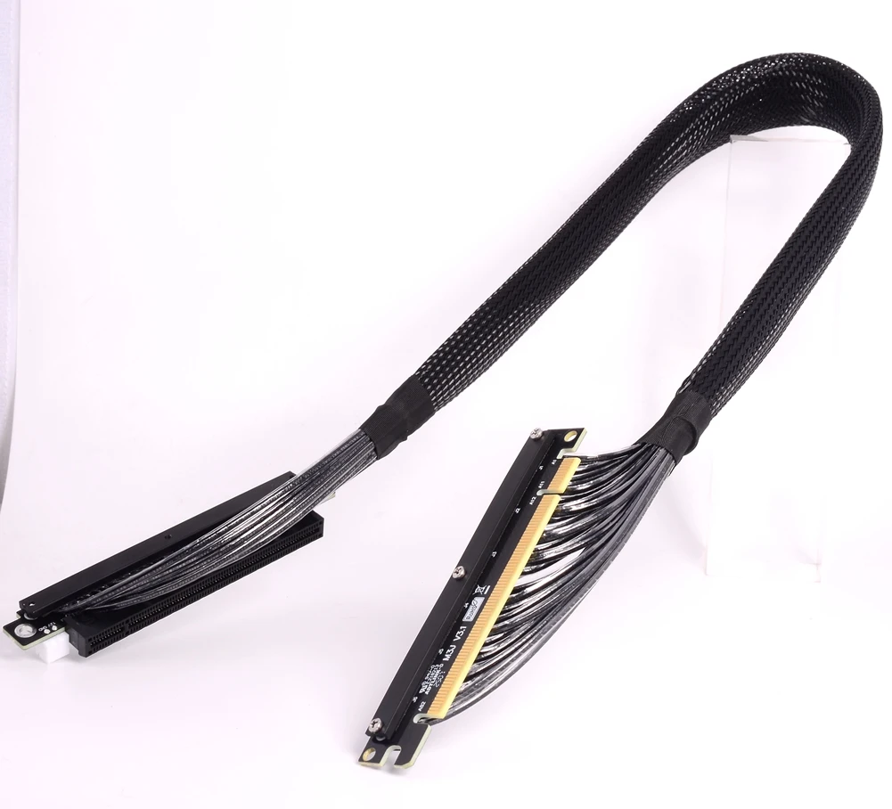 ADT doble giro inverso derecho/izquierdo Riser PCI Express 4,0 X16 Cable extensor de tarjeta gráfica curva Gen4 para A4 ITX RTX 4090 RX7900xt - imagen 5