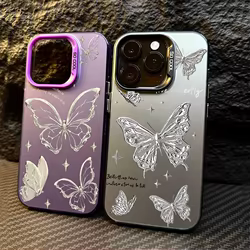 Funda para iPhone Mate – Mariposa Láser Dorada y Plateada