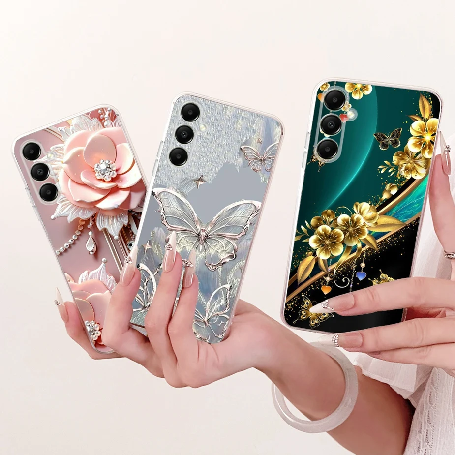 Para Samsung Galaxy A04s A05s funda de lujo con flores y mariposas funda pintada suave funda de teléfono delgada para Samsung A04s Galaxy A05s Shell - imagen 4