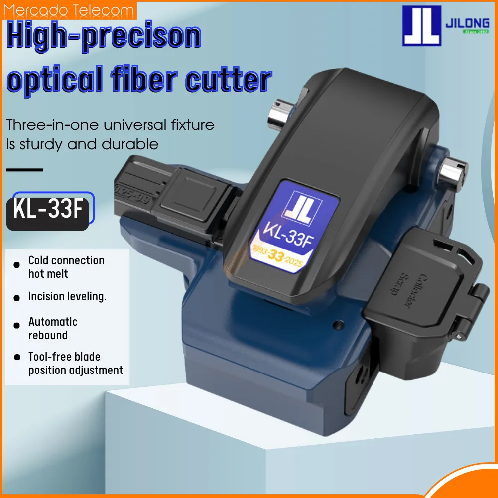 JIlong KL-33F cuchillo de corte de empalme de fusión de fibra óptica de un solo paso de alta precisión para empalmador de fusión óptica 24 hojas de superficie