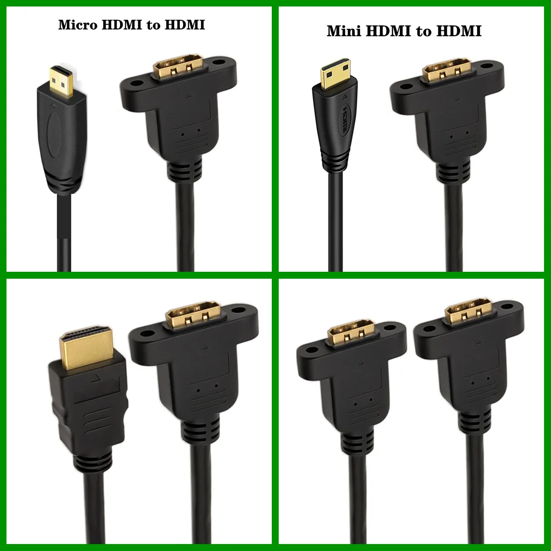 Cable Extensión Micro a Mini HDMI Macho-Hembra con Tornillo Seguro