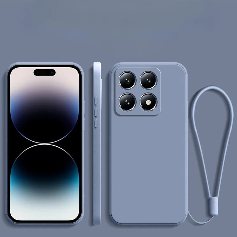 Funda con cordón de silicona suave para Xiaomi 17 15S 15T 14 14T 13 12 11 Lite Pro Max cubierta trasera cuadrada - imagen 2