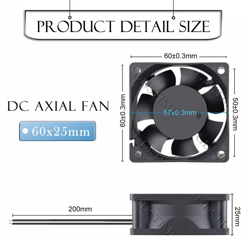 Gdstime-ventilador EC de 2 piezas, dispositivo de refrigeración Axial sin escobillas, 6CM, 60MM x 25MM, 110V, 120V, 220V, 240V - imagen 5