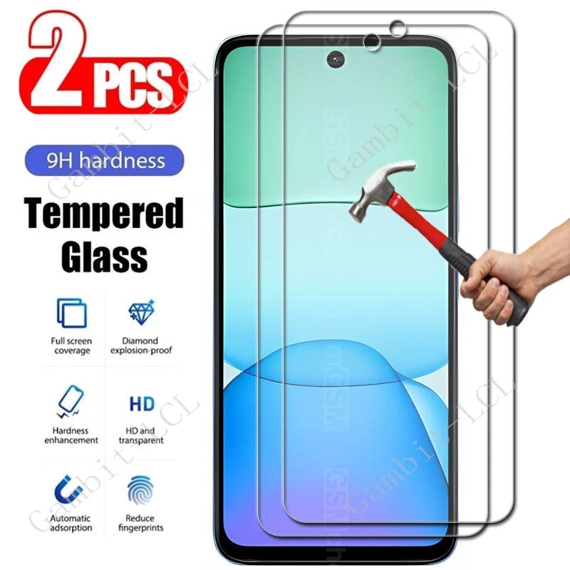 2 uds para Xiaomi Redmi 12 13 13x Redmi12 Redmi13 Redmi13X Poco M6 4G M6Pro M6 Plus 5G protección de pantalla película de vidrio templado