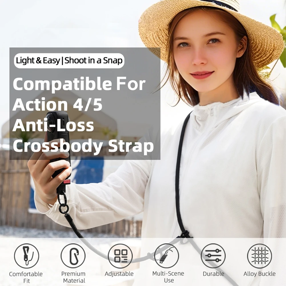 Cordón para cámara portátil, cuerda para cámara de acción antipérdida, cordón de transporte desmontable para cámara de viaje para DJI Action 5 Pro/Insta360 X5 X4 - imagen 3