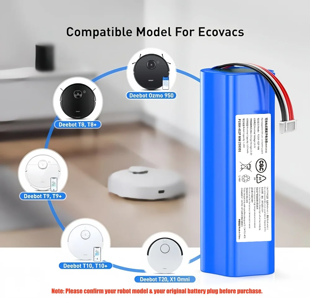 Batería de repuesto de 14,4 V para Robot aspirador Ecovacs Deebot Ozmo 950 T5 T8 T9 Aivi T10 T20 X1 Omni DX93 DX96 DBX11 DX65 - imagen 5
