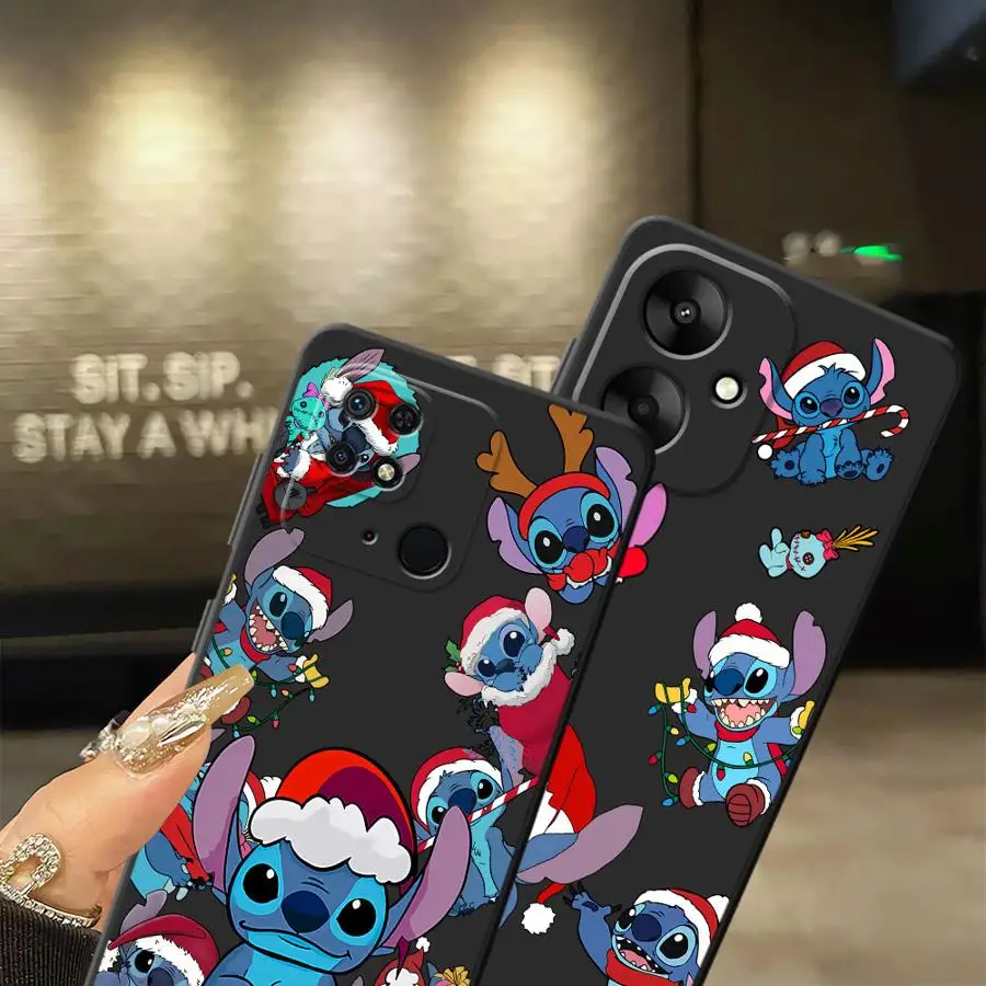 Funda de teléfono suave negra para Xiaomi Redmi A5 A3 13C 9 12C A4 A1 A2 Plus K40 K80 Pro 10 14C Stitch Navidad lindo - imagen 3