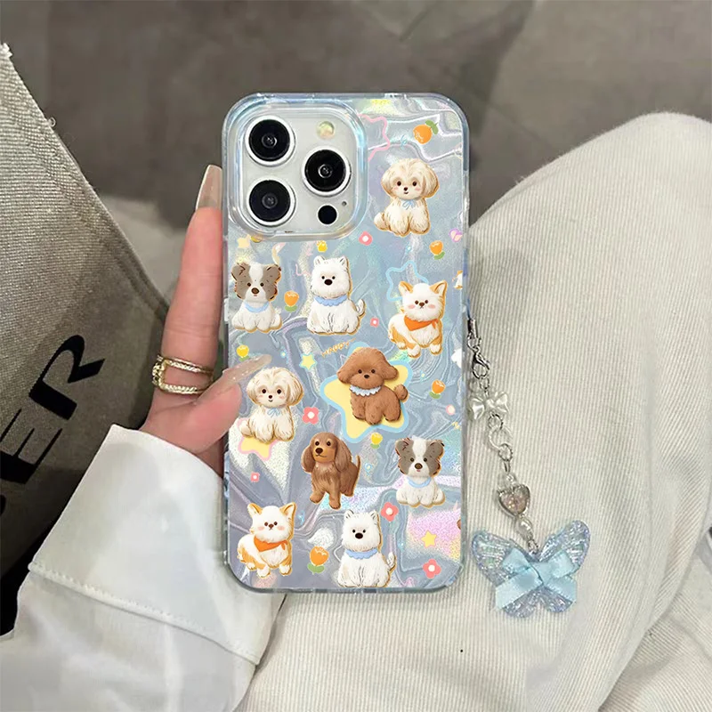 Funda Pandent con lazo y mariposa para iPhone 16 15 13 12 Pro 14 12 11 Pro Max 16 15 14 7 8 Plus XS Max XR X 16E SE 2020 - imagen 4