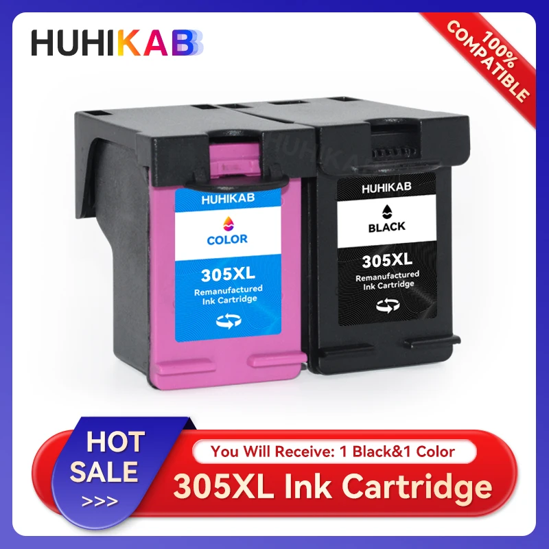 Cartucho de tinta HUHIKAB 305XL para HP 305 XL para HP305 remanufacturado para HP DeskJet Plus Series 4120 4121 4122 4130 4140 4152
