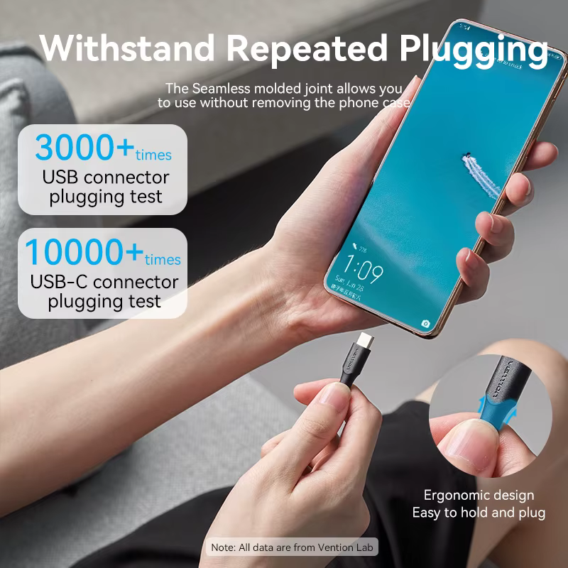 Cabo USB-C 3A Carga Rápida Vention – Compatible iPhone 15 Samsung Xiaomi - imagen 5