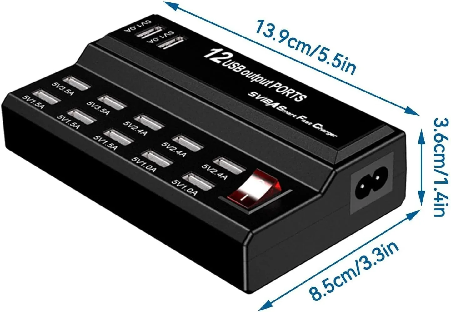 USB Charging Station 12 Ports,Sector Adapter USB Hub Multiple USB Charger Adapted to Mobile Phone and Other USB Charging Devices - imagen 4