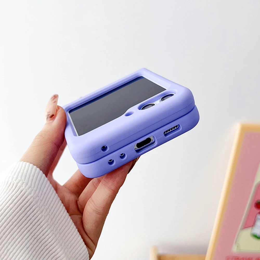 Funda plegable de silicona líquida suave de 8 colores caramelo para Samsung Galaxy Z Flip 5 6 7 W24 W25 funda de teléfono a prueba de golpes de piel mate - imagen 5