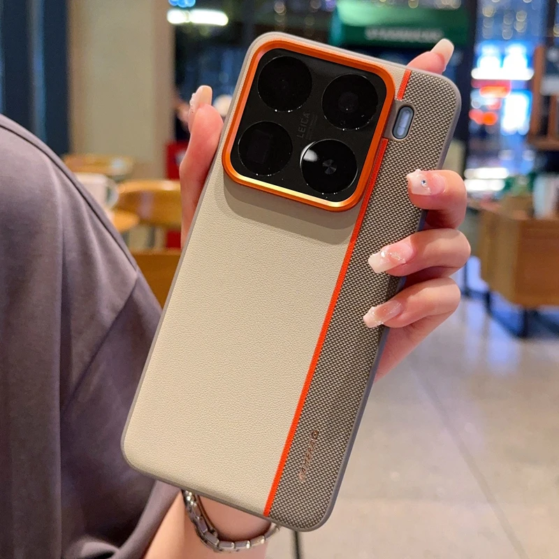 Para Xiaomi 15 15 Pro 14 15S Pro funda de lujo de cuero PU empalme de colores funda protectora ultrafina para Xiaomi Mi 14 - imagen 2