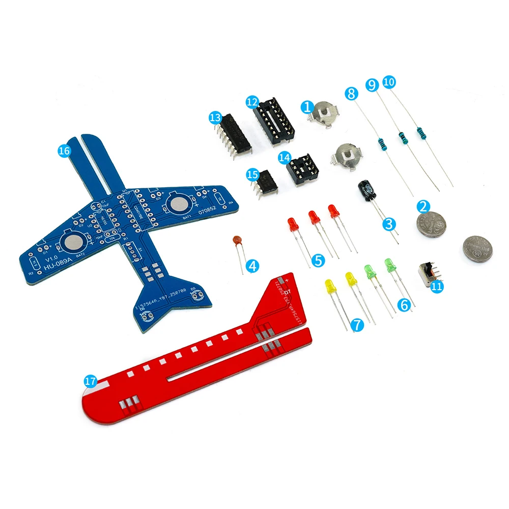Kit electrónico DIY, lámpara de flujo de avión pequeño, práctica de soldadura, Kit de montaje de ciencia electrónica, LED intermitente, PCB, práctica de piezas divertidas - imagen 5