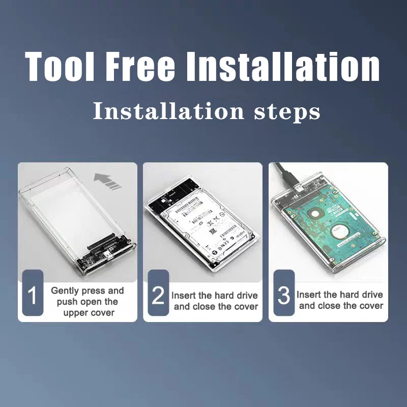 Disco duro externo transparente, caja HDD SSD de 2,5 pulgadas tipo C a USB3.1, carcasa de unidad de 4TB, Compatible con UASP SATA III, ordenador portátil - imagen 4