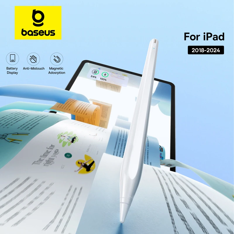 Baseus para Apple Pencil lápiz óptico magnético Bluetooth para iPad Pro Air 4 Air 5 2021-2024 batería Led lápiz táctil de rechazo de palma - imagen 2